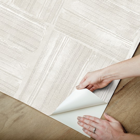 RoomMates Dimensional Square Beige Plaster Peel & Stick Wallpaper